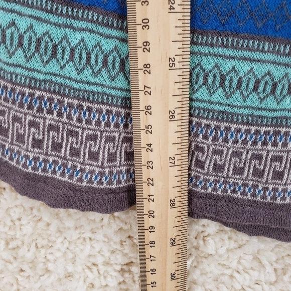 Free People Women US XS knit tank top blue brown turquoise bohemian print linen - Picture 4 of 9